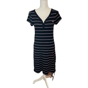 Vans Black with Pink Stripes Ally Stripe Cotton Midi Dress